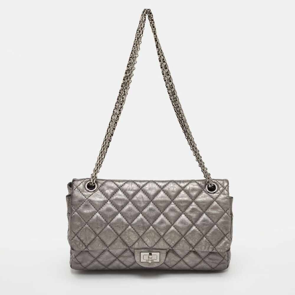 Chanel Classic 226 Reissue 2.55 Grey Quilted Aged Leather Double Flap Bag
